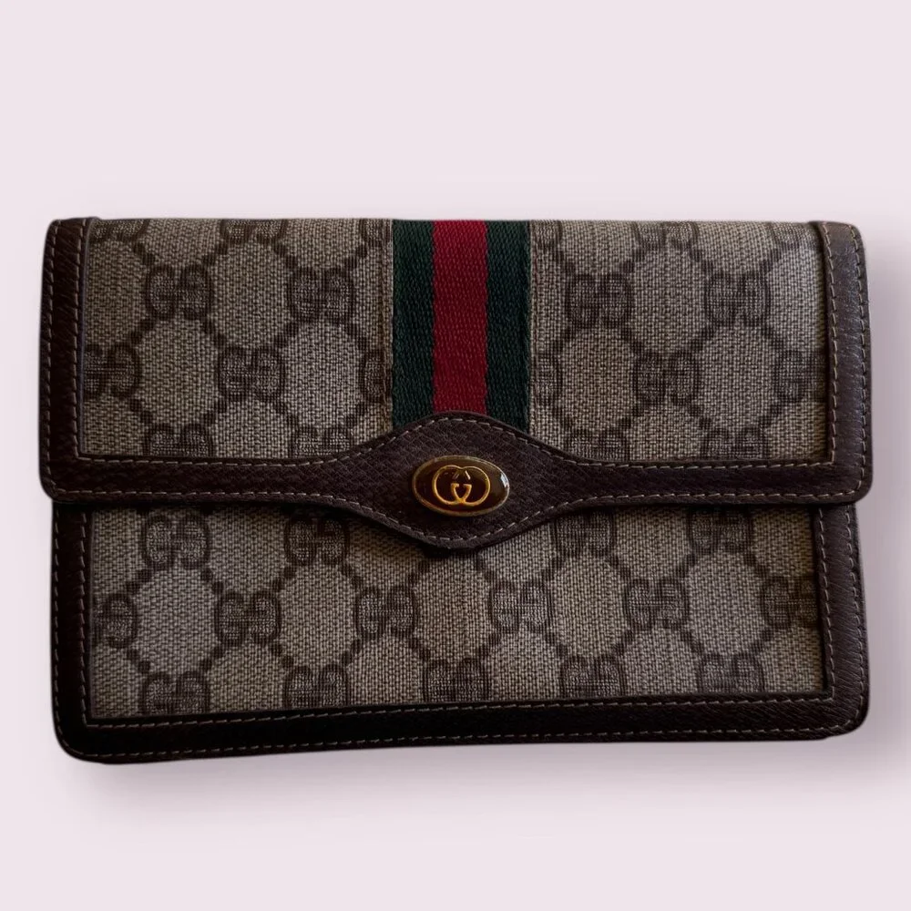Vintage Gucci GG Canvas Pouch with Sherry Line - Picture 2 of 7